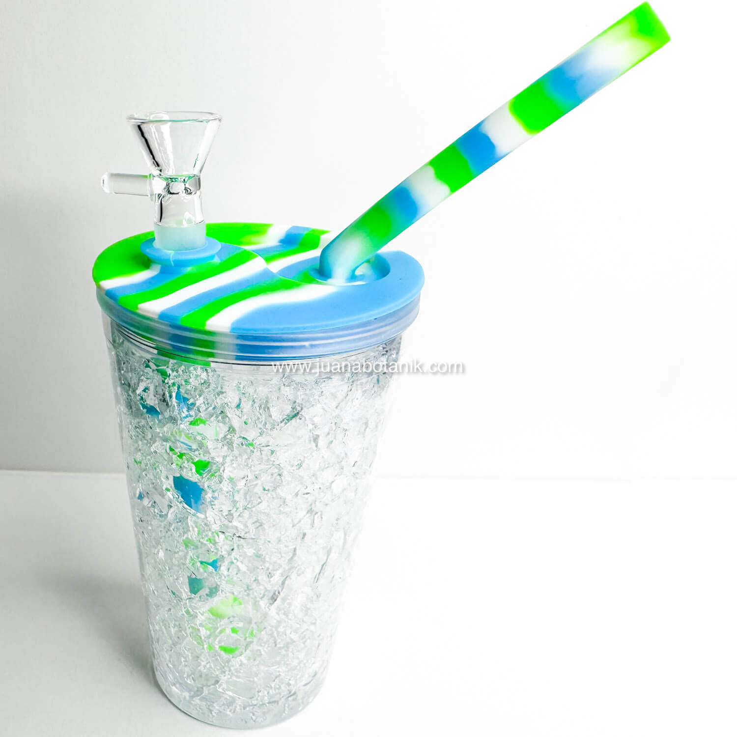 Bong vaso azul, verde y blanco 24cm