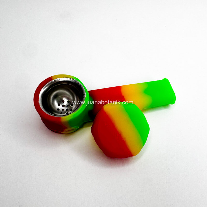 Pipa de silicona y metal con tapa